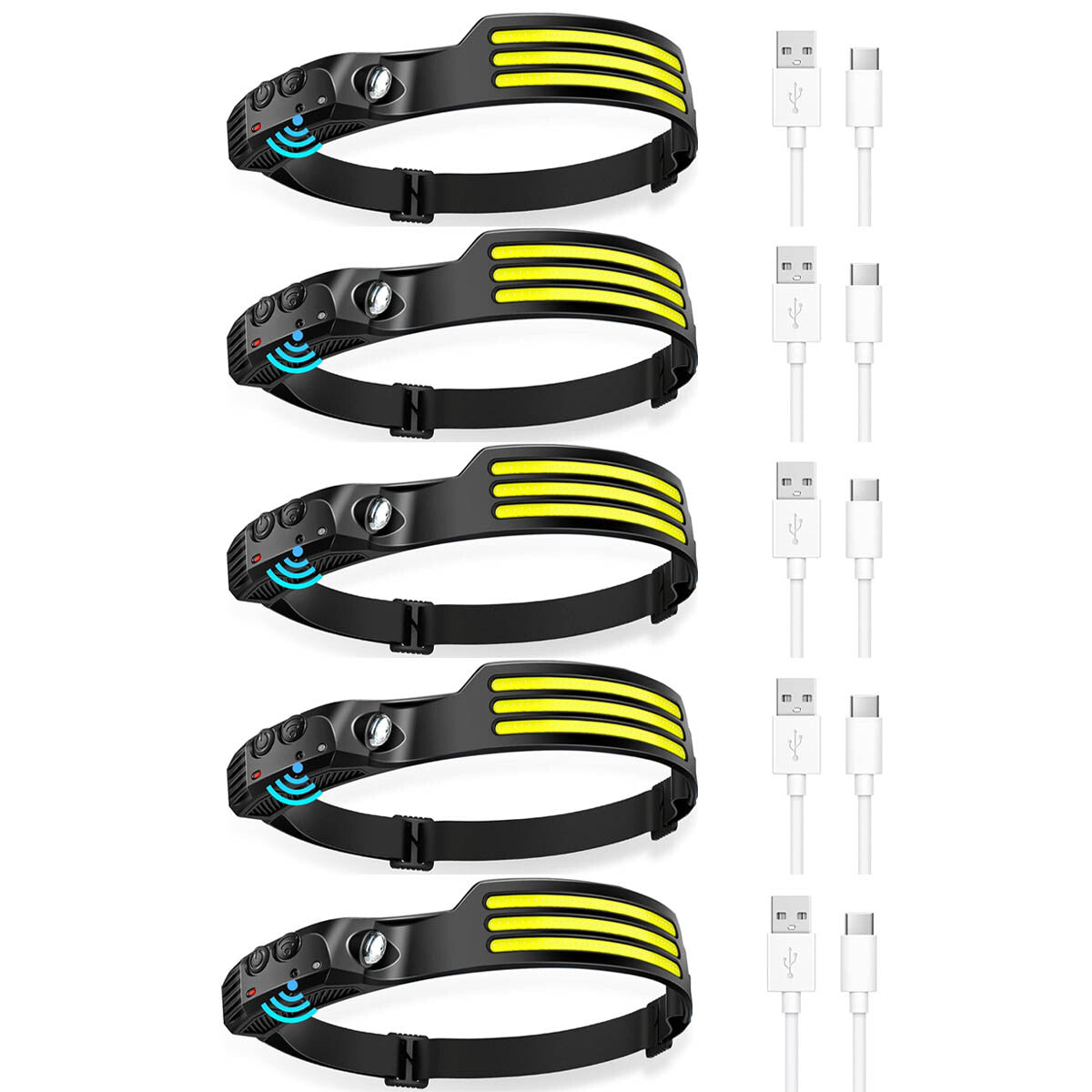 Rechargeable LED Headlamp with USB for Work and Outdoor Use - Bright Headlight