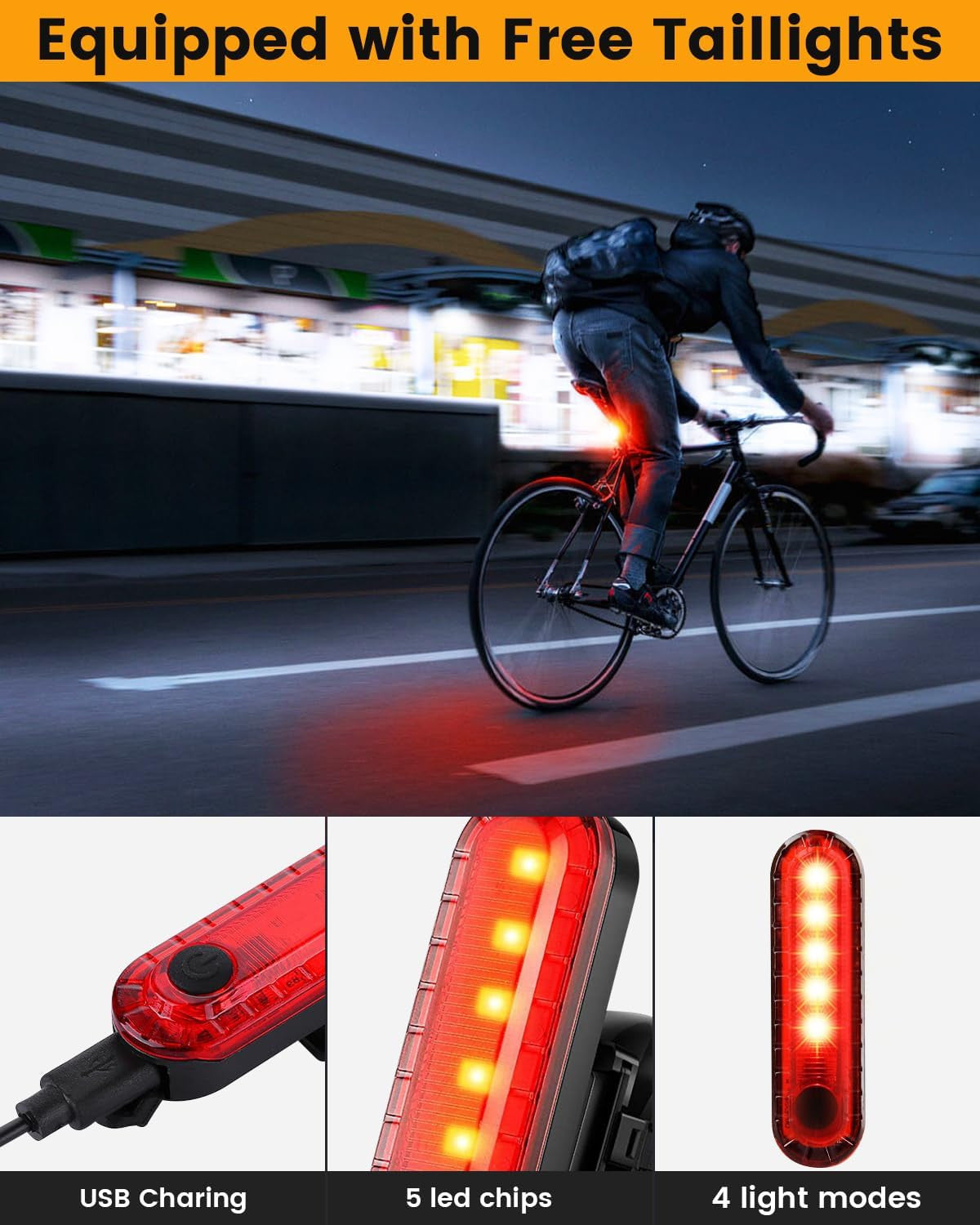 9000 Lumen Bicycle Headlight Set Waterproof USB Rechargeable for Night Riding