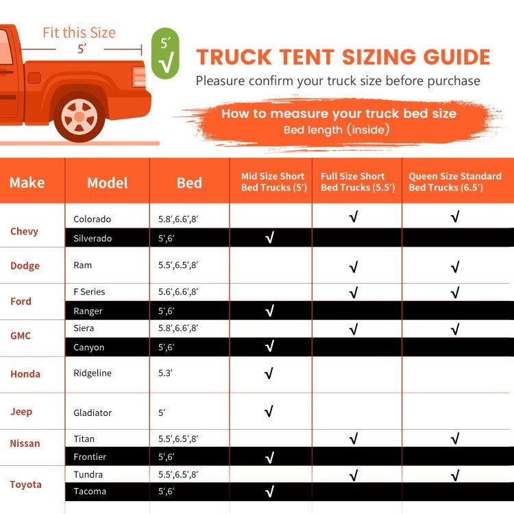 2 Person Waterproof Truck Bed Tent for Camping & Outdoor Adventures