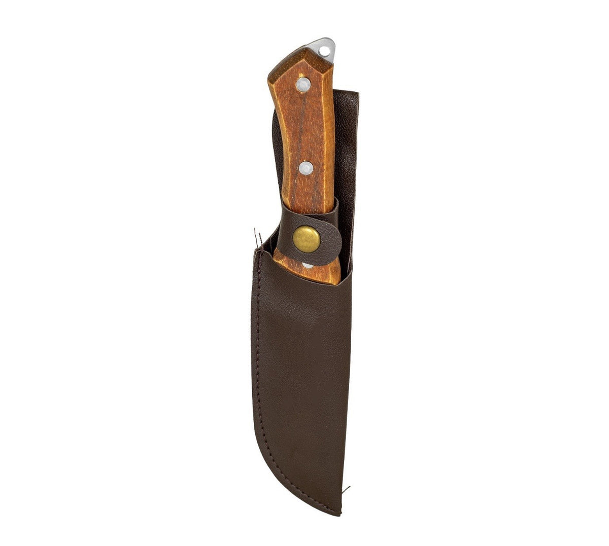 8-Inch Drop Point Nessmuk Hunting Knife with Wood Handle and Sheath
