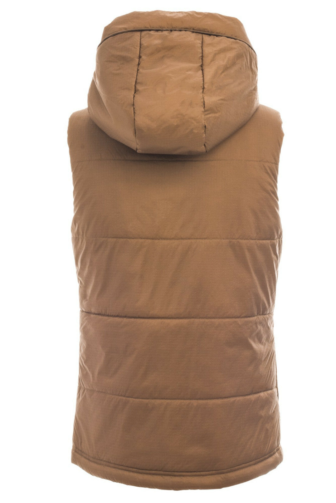 Women's Quilted Vest - Brown, Large, Eco-Friendly Nylon with Adjustable Hood