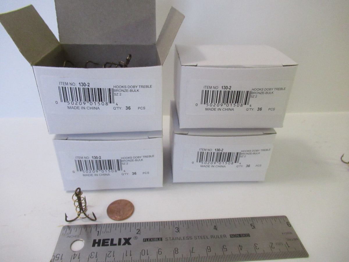 Treble Fishing Hooks - Bronze Spring Bait Hooks for Fish Tackle, Multiple Sizes & Quantities