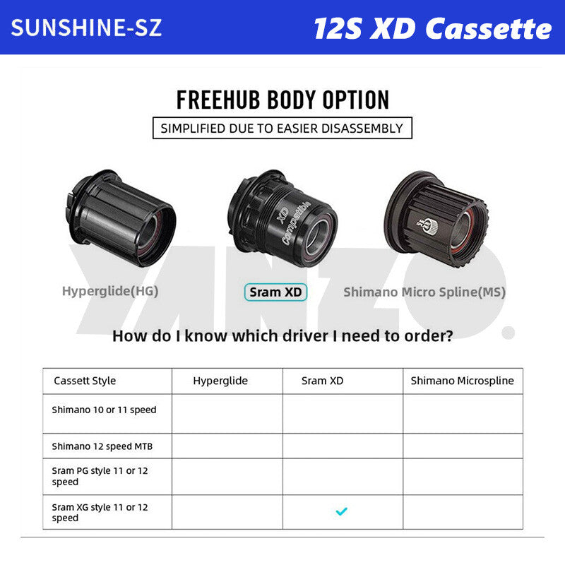 Sunshine XD 11-Speed Cassette 9-42T for SRAM XD Hub GX Eagle Freewheel