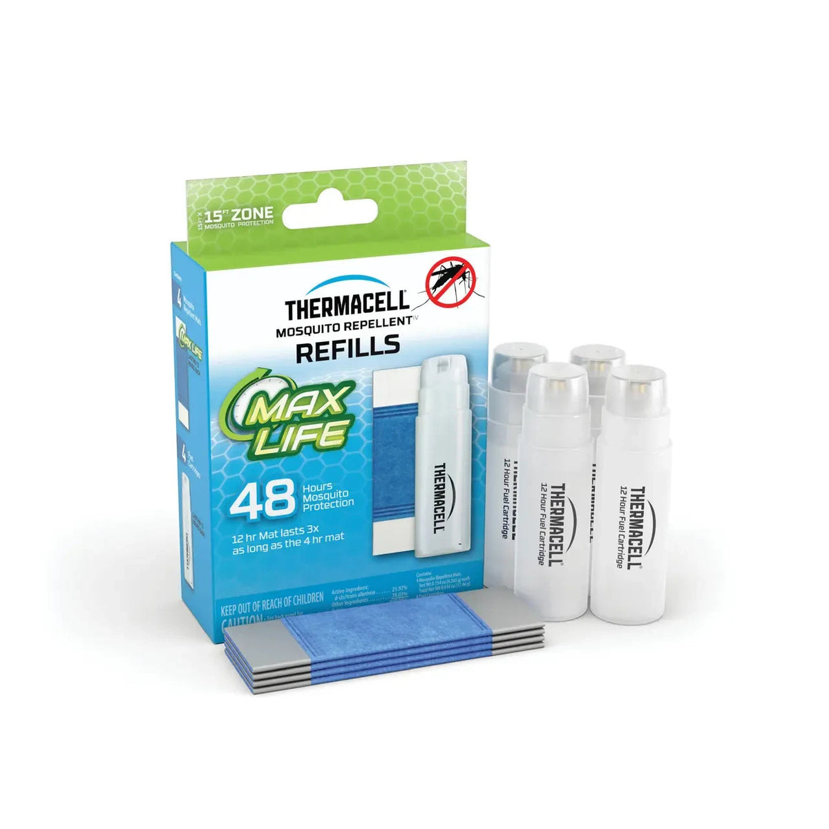 Mosquito Repellent Refills Pack with Mats and Fuel Cartridges - 48-Hour
