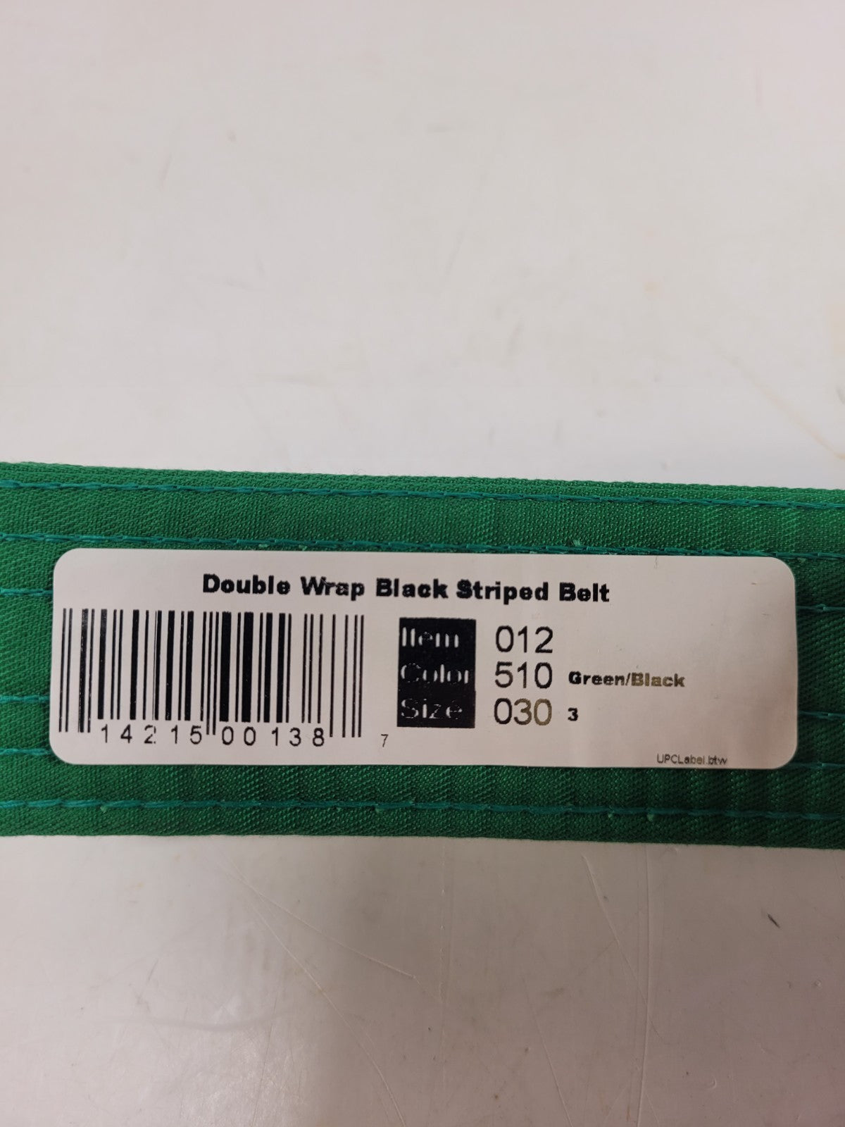 Martial Arts Double Wrap Green Belt with Black Stripe Size 3