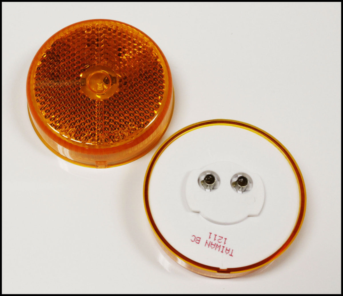 2 Pack Amber LED Round Clearance Sidemarker Lights 2.5 Inch for Vehicles
