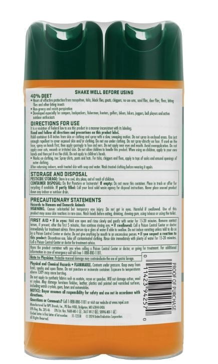Insect Repellent Aerosol Max Formula 40% DEET - Twin Pack