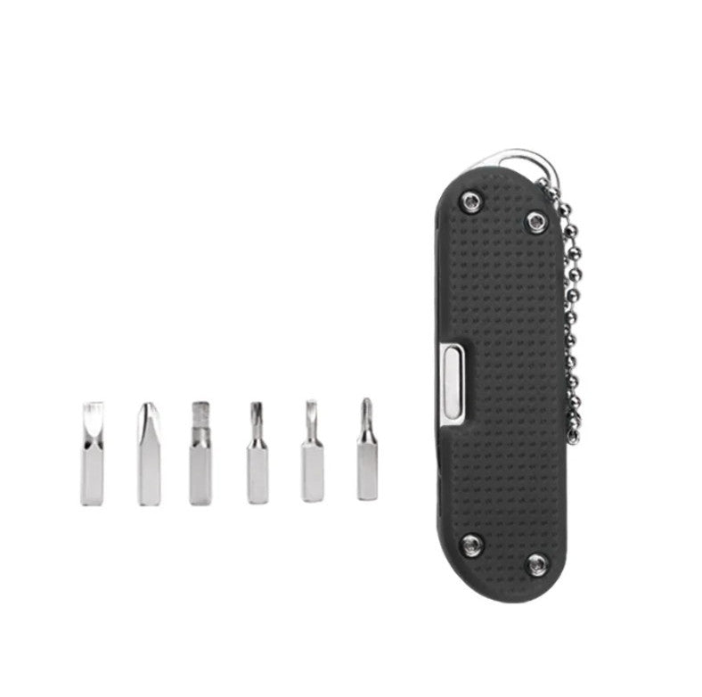 Multifunctional Folding Knife Keychain Tool with Screwdriver - Stainless Steel, Compact EDC