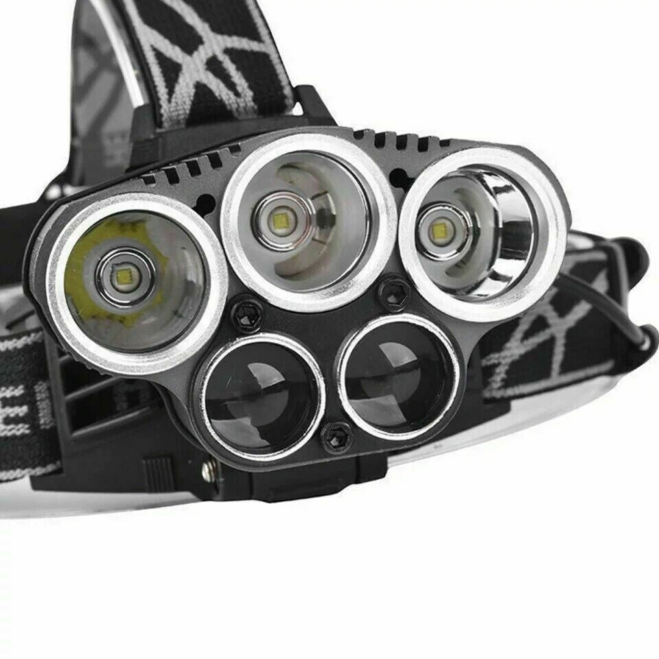 Rechargeable LED Headlamp with Zoom Focus, USB Power for Camping & Outdoor