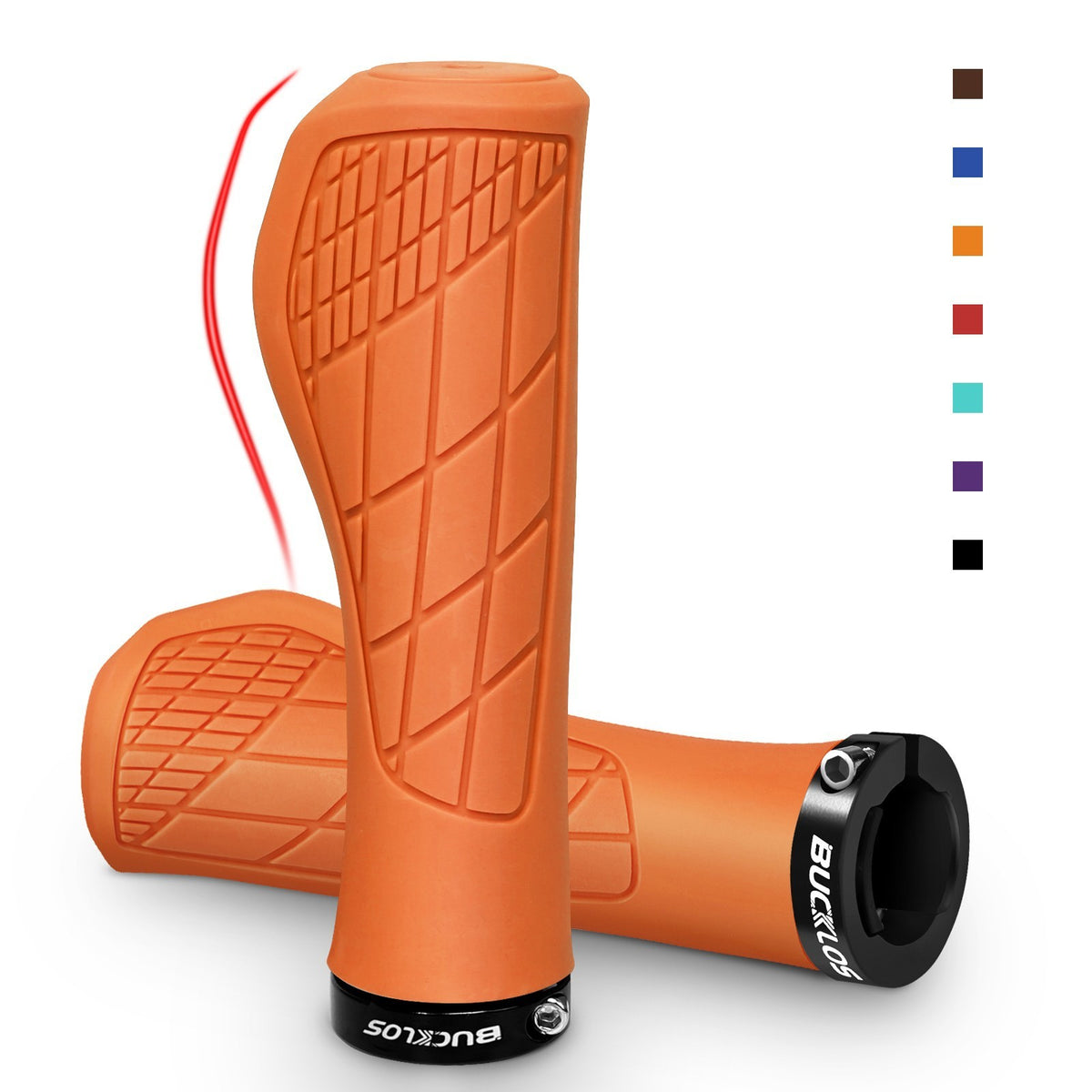 Silicone MTB Bicycle Handlebar Grips with Lock Ring - Ergonomic 22.2mm