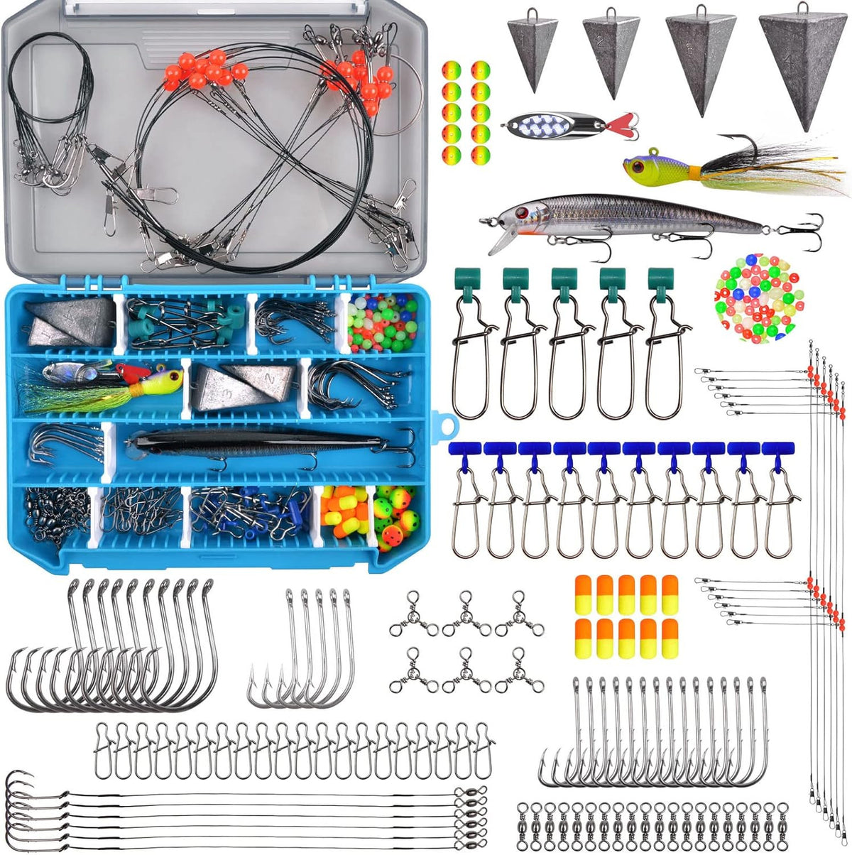 Saltwater Surf Fishing Tackle Kit 158pcs with Lures Hooks & Weights