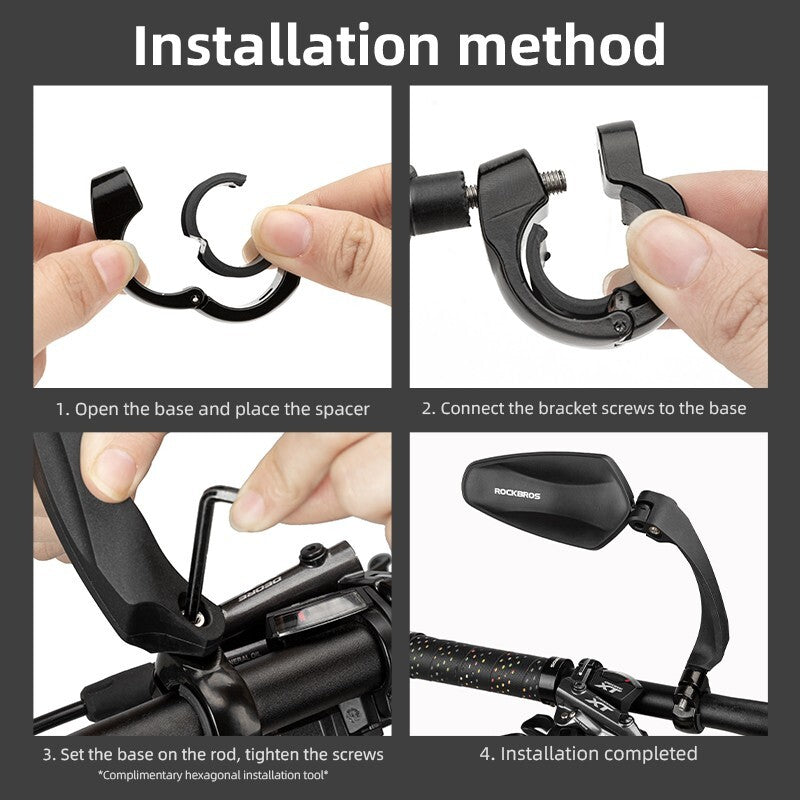 Adjustable Bicycle Rearview Mirror Pair - Wide Field of Vision Handlebar Mirror