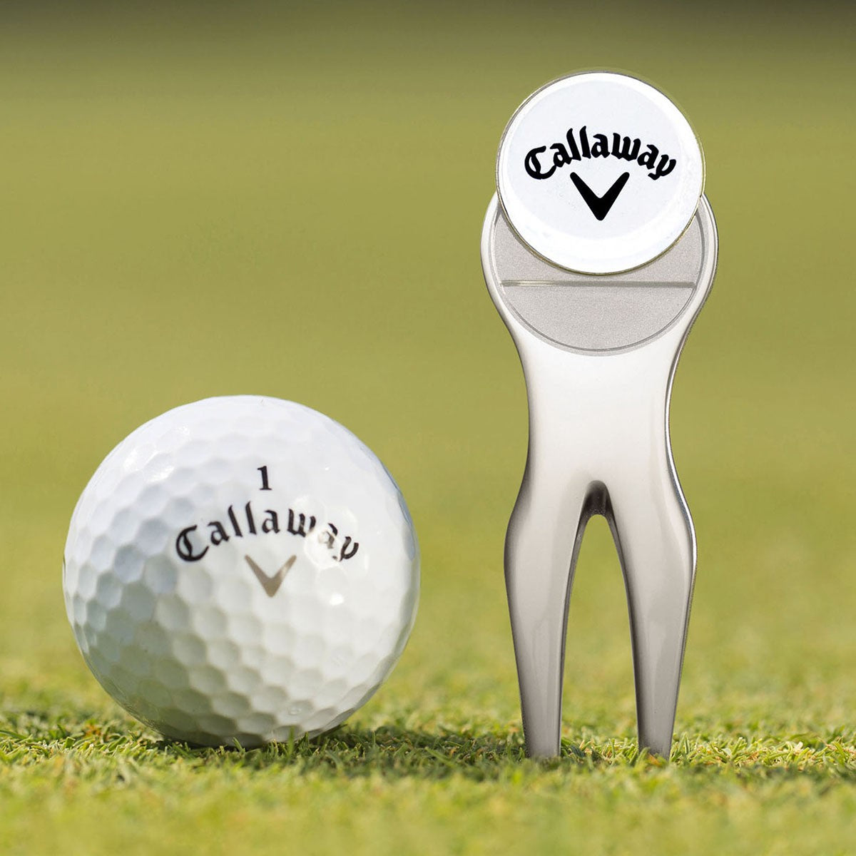 Golf Divot Repair Tool & Ball Marker Set - Silver