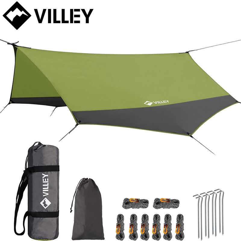 Waterproof Camping Tarp 13x11.5Ft Heptagonal Rain Fly for Tent Hammock Sun Shade