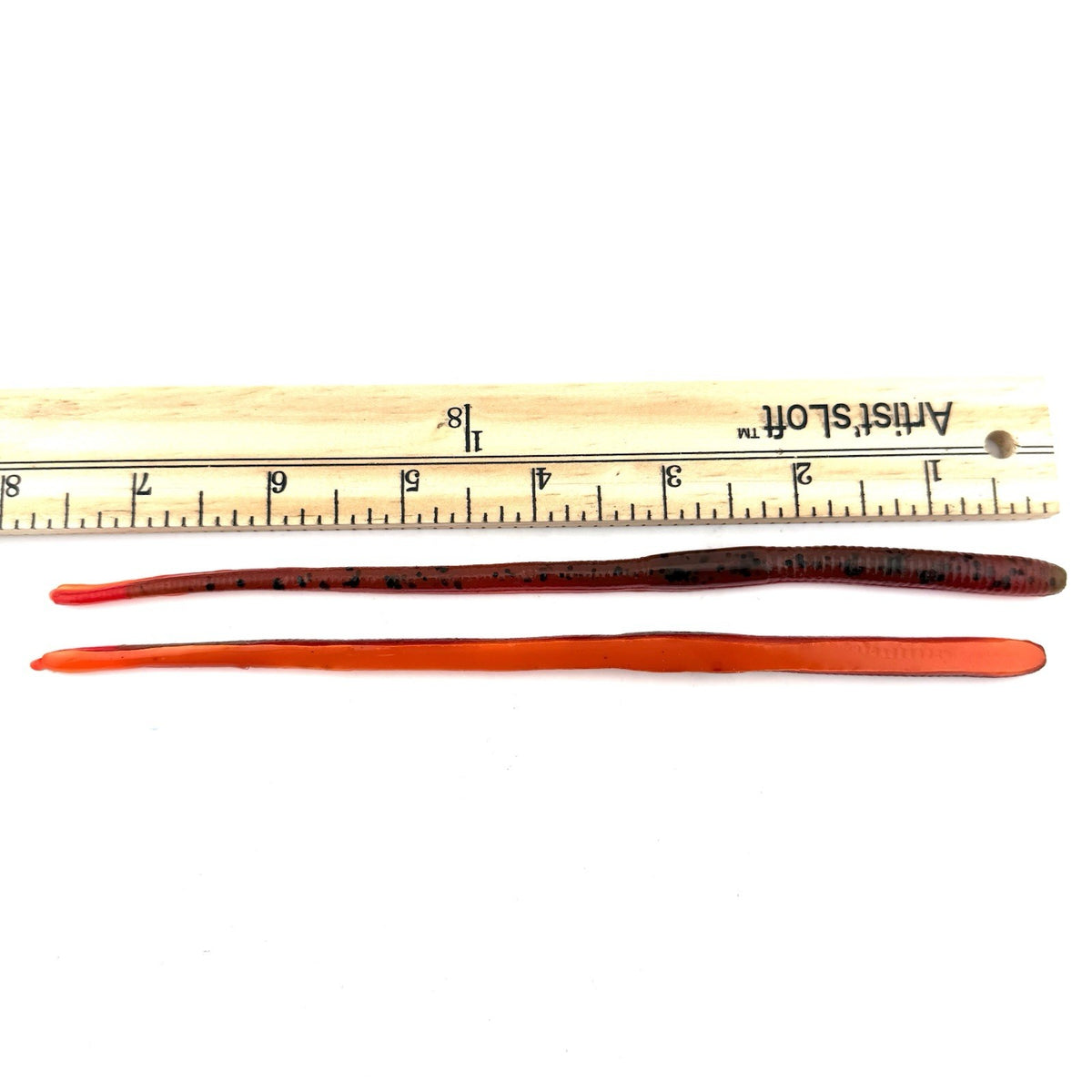 15 Hand Poured 7.5” Pin Tail Plastic Worms for Bass Fishing - Autumn Craw
