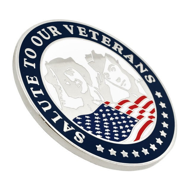 Large Golf Ball Marker - Veteran Design, Enamel & Nickel Plated, 1.5 Inch