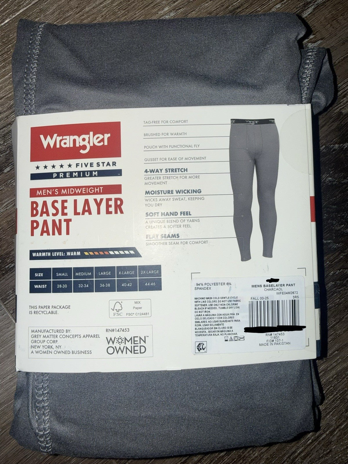 Men's Thermal Long Johns Base Layer Pants - Gray, 2XL
