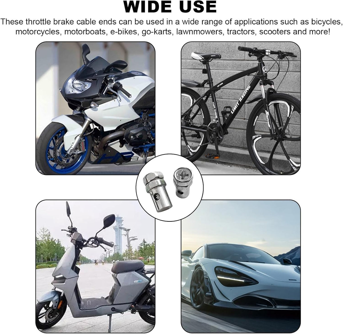 20 PCS Throttle Brake Cable Ends for Bikes and Motorcycles - Silver
