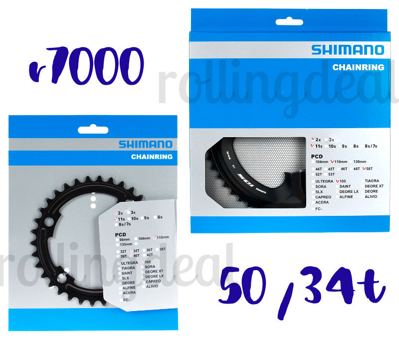 Shimano 105 FC-R7000 Chainrings 50T & 34T Outer & Inner Set for 11-Speed Bikes