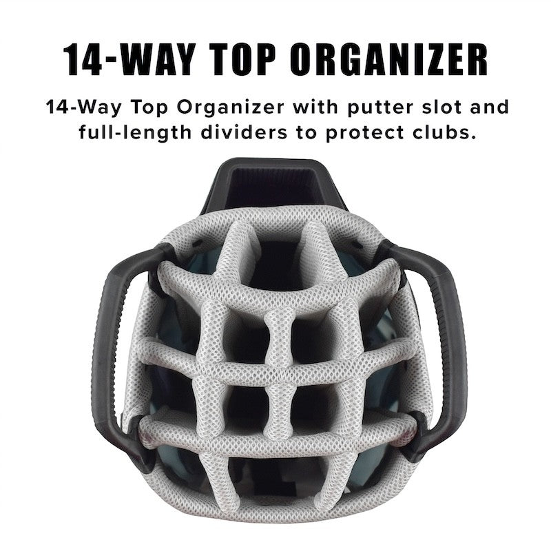 Golf Cart Bag with 14-Way Divider and Multiple Pockets - Pink Plaid