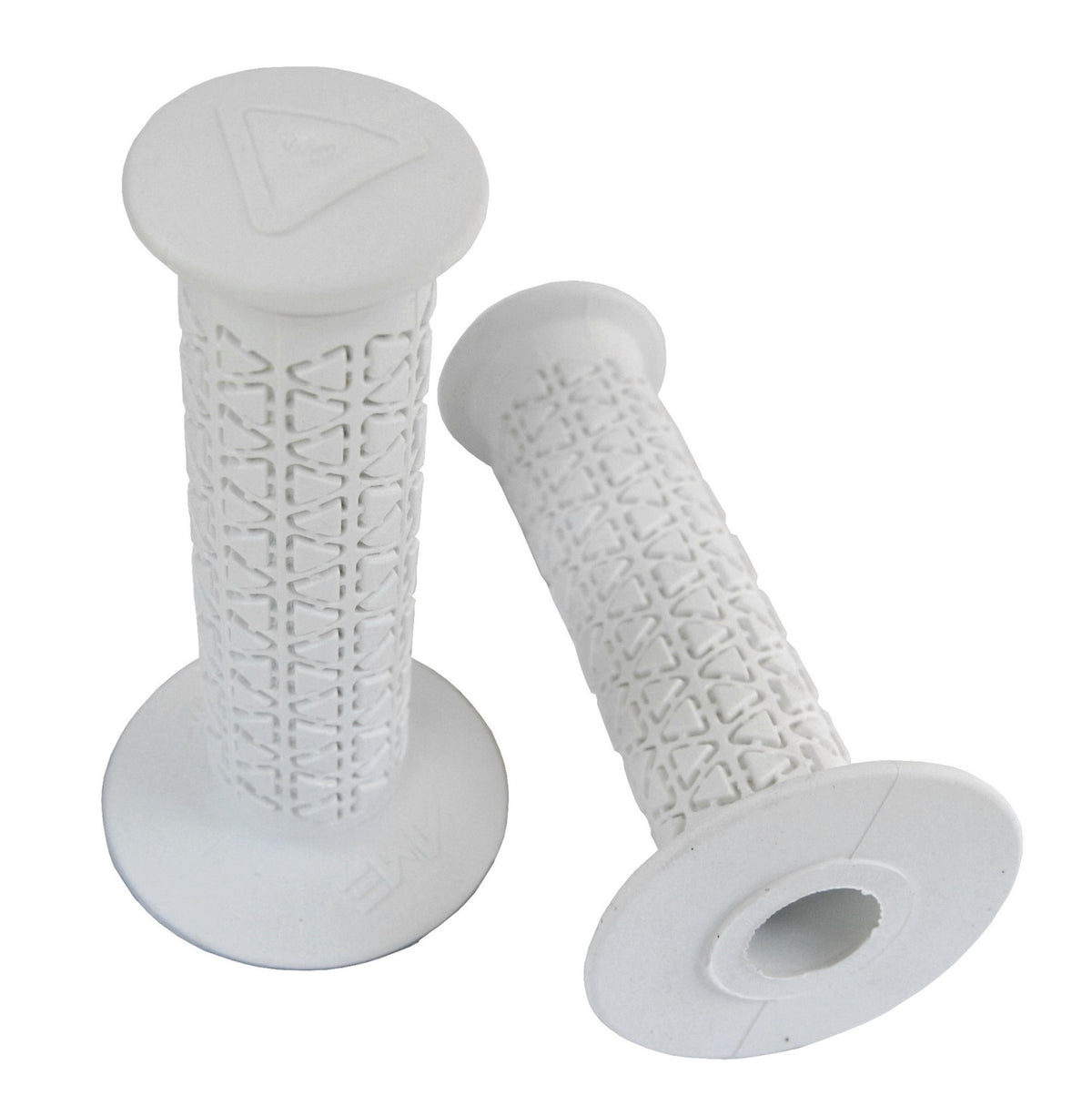 BMX Bicycle Handlebar Grips - White Rubber Rounds, 7/8" Fit