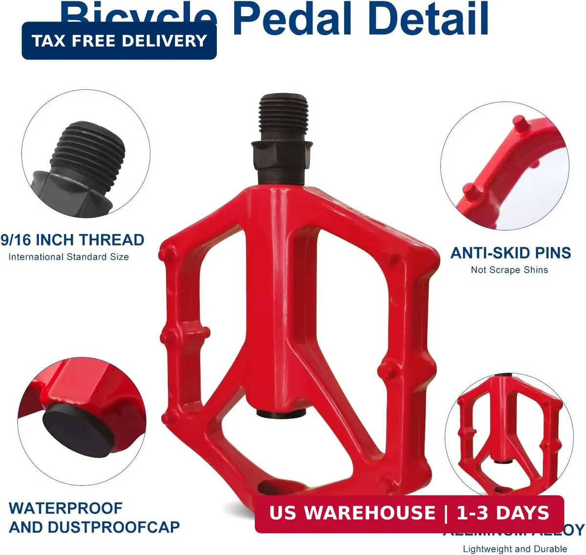 Lightweight Aluminum MTB Pedals with Anti-Slip Pins for Mountain & Road Bikes