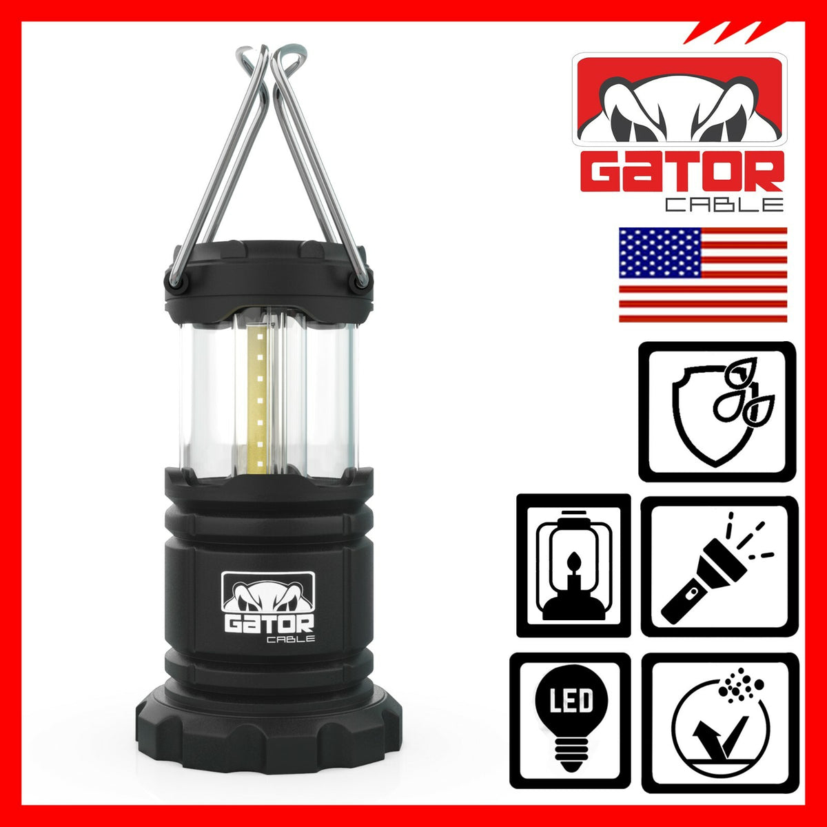 Portable Camping LED Lantern Set 2 Pack Bright Hurricane Light Battery Powered