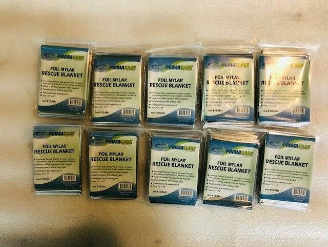 Emergency Thermal Blanket Pack of 20 - Waterproof Mylar Foil Insulation 52x84 Inches