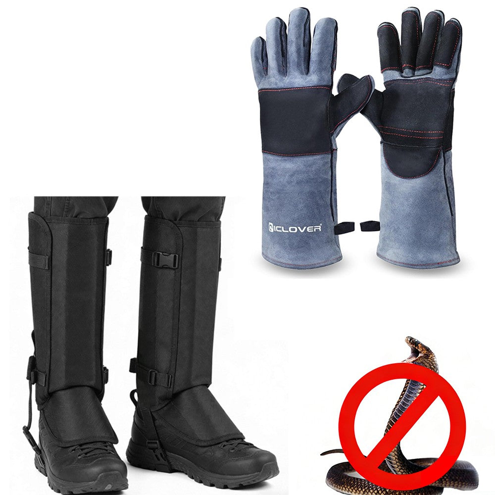 Reptile Snake Gaiter & Cut-Resistant Gloves Protection Set