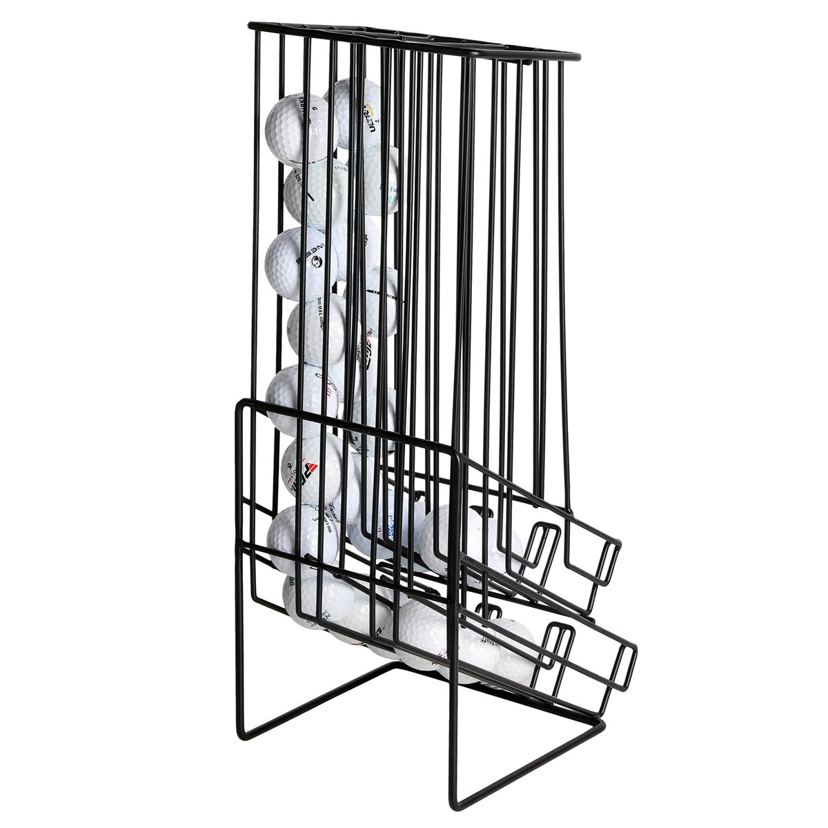 60 Capacity Golf Ball Holder Dispenser Rack - Matte Black Metal