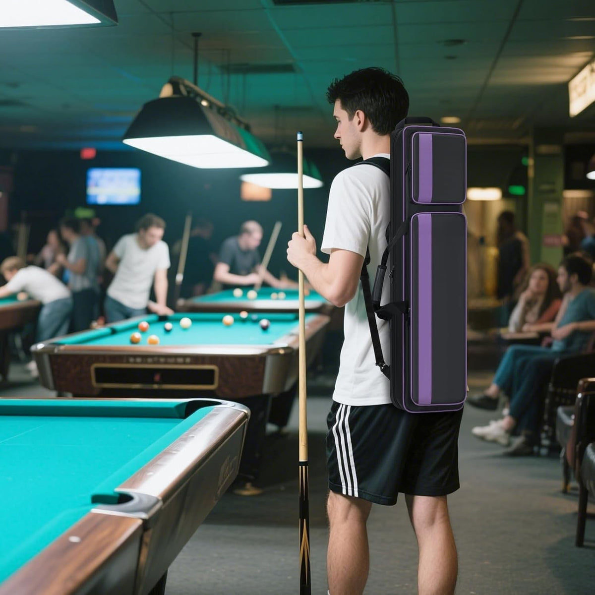 Pool Cue Case 4x5 with 4 Butts & 5 Shafts - Padded Billiard Cue Case with 2 External Pockets