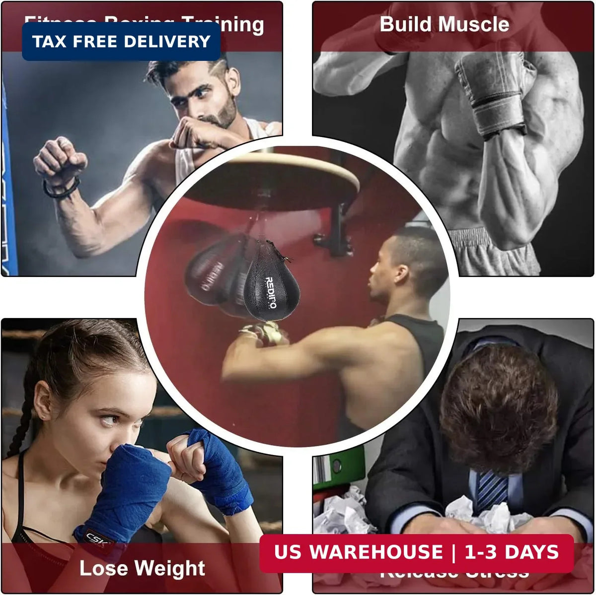 Heavy Duty PU Leather Speed Bag for Boxing Training - Hanging Speed Punching Ball