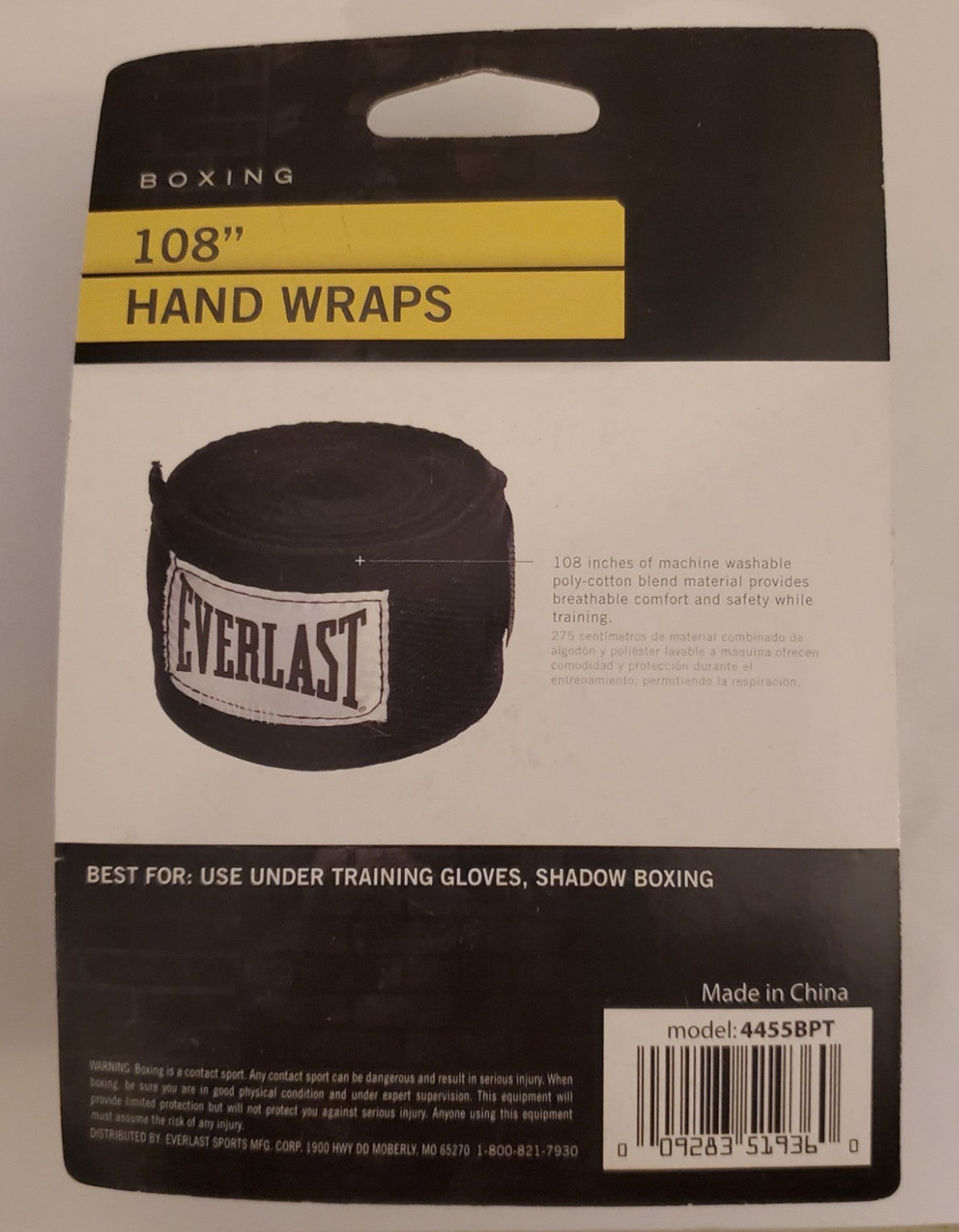 Black Boxing Hand Wraps 108 Inch Boxing & Martial Arts Protective Gear