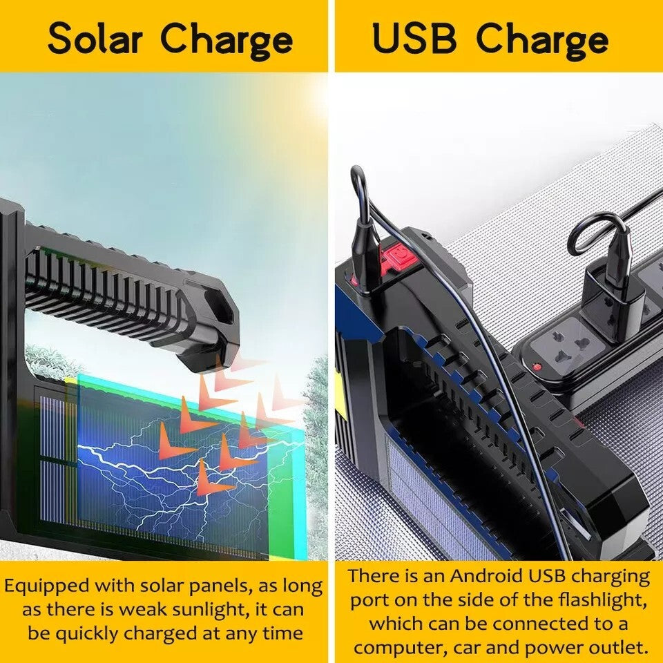 Rechargeable LED Tactical Flashlight 12000000LM USB Outdoor Searchlight