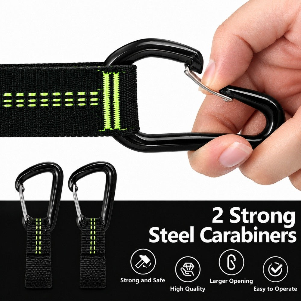 10FT Durable Polyester Hammock Tree Straps with Carabiners for Camping & Outdoor
