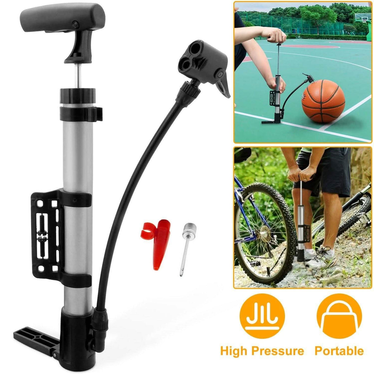 Mini Bike Pump Portable Bicycle Tire Inflator with Sports Ball Adapter