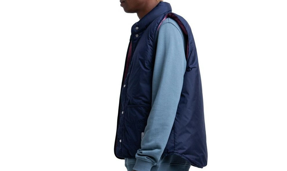 Men's Reversible Featherless Vest - Water-Resistant, Insulated, Peacoat Blue