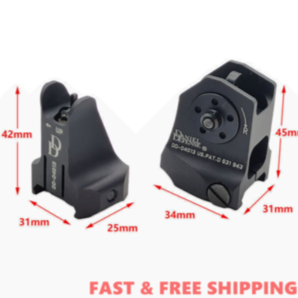 Tactical Low Profile Metal Sights Set for Rifles - Folding Front & Rear Gray