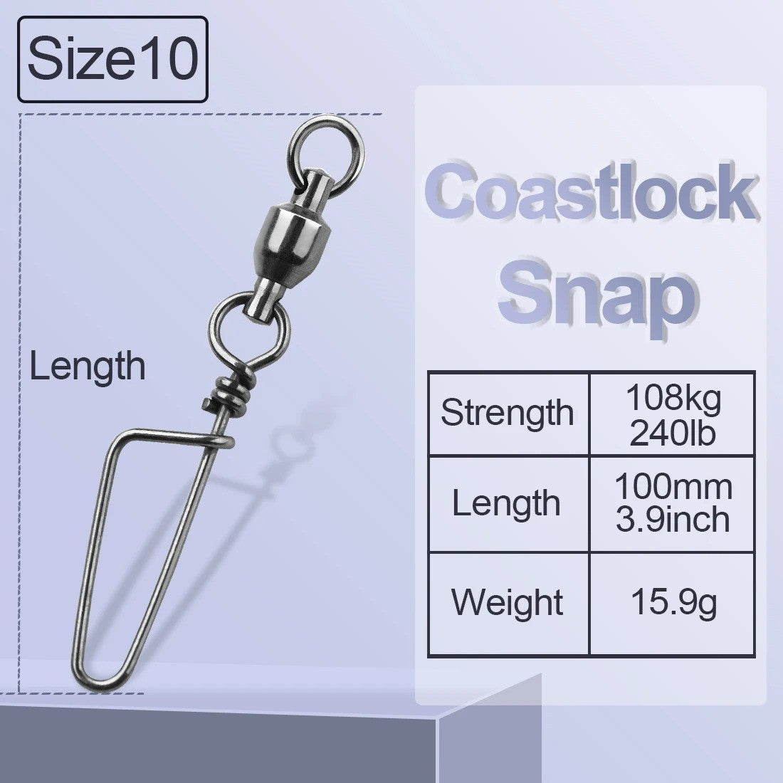 20Pcs Fishing Swivels with Coastlock Snap – Stainless Steel, Corrosion-Resistant