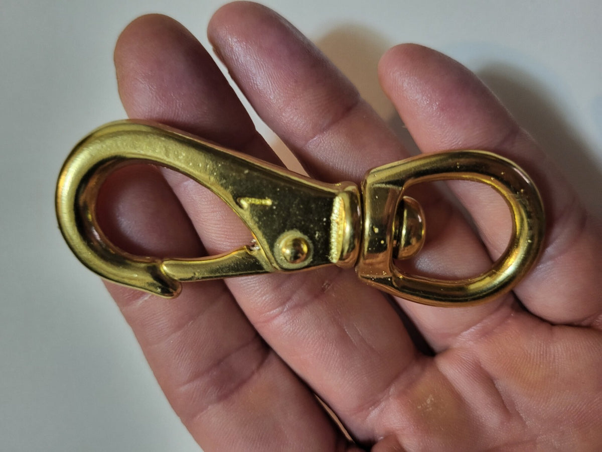 Solid Brass Swivel Snap Hook with Wide Mouth - Corrosion Resistant, 3/4 Inch Eye for Outdoor & Fishing