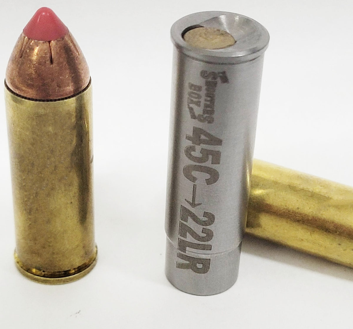 45 Colt to .22 LR Caliber Adapter - Stainless Steel Revolver Reducer