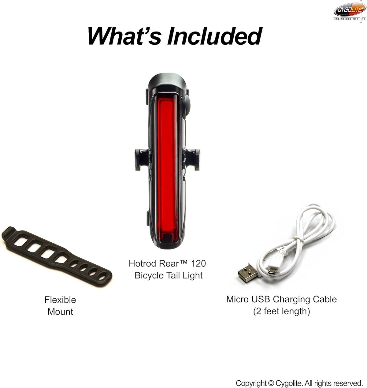 120 Lumen Bicycle Tail Light with 7 Modes USB Rechargeable Waterproof