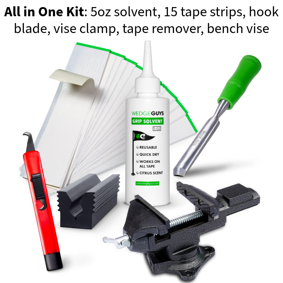 Golf Club Grip Kit with Tape, Solvent, Vise & Blade - Multiple Options