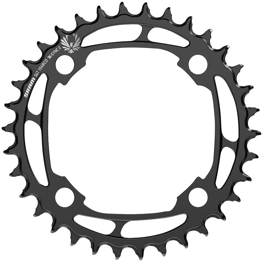 34T Bicycle Chainring for 12-Speed Drivetrain - 104 BCD Steel Black
