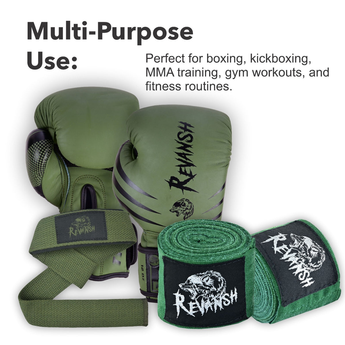 Boxing Gloves and Hand Wraps Set - MMA Muay Thai Training Gear 3 Pack