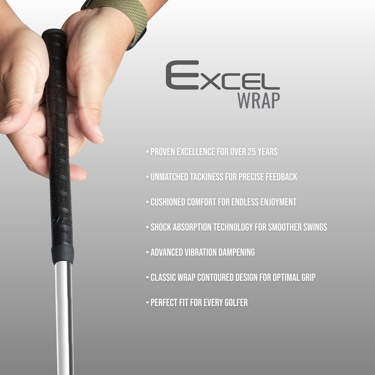Oversized Golf Grip WINN EXCEL WRAP Black 7715W - Tacky Shock-Absorbing