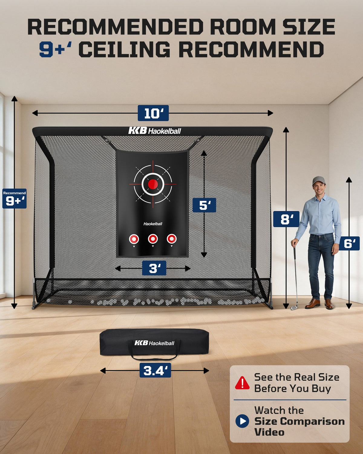Heavy Duty Golf Practice Hitting Net with Dual Mode Return & Collect System