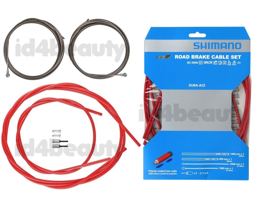 Shimano Dura-Ace BC-9000 Road Polymer Brake Cable Set - Red, 1800mm & 2000mm