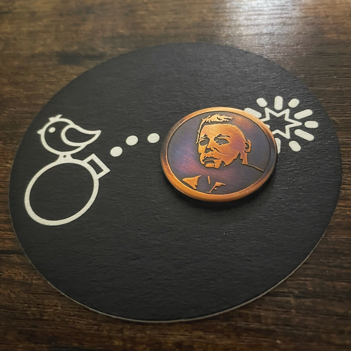 Halloween Laser Engraved Copper Golf Ball Marker - Michael Myers Design