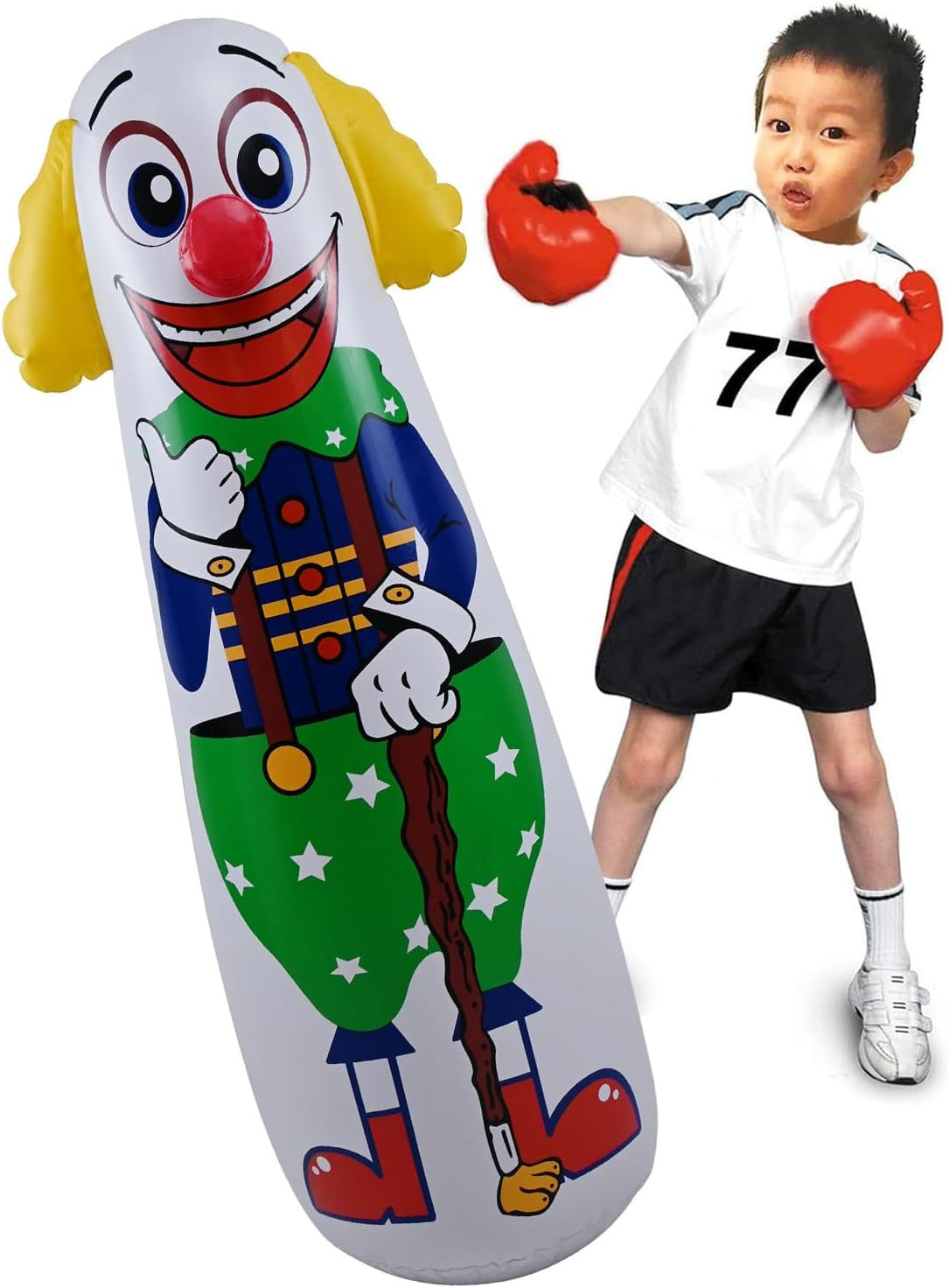 Inflatable Clown Punching Bag 42 Inches Tall Kids Indoor Outdoor Play Toy